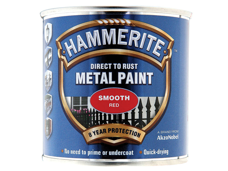 Hammerite 5084869 Direct to Rust Smooth Finish Metal Paint Red 250ml