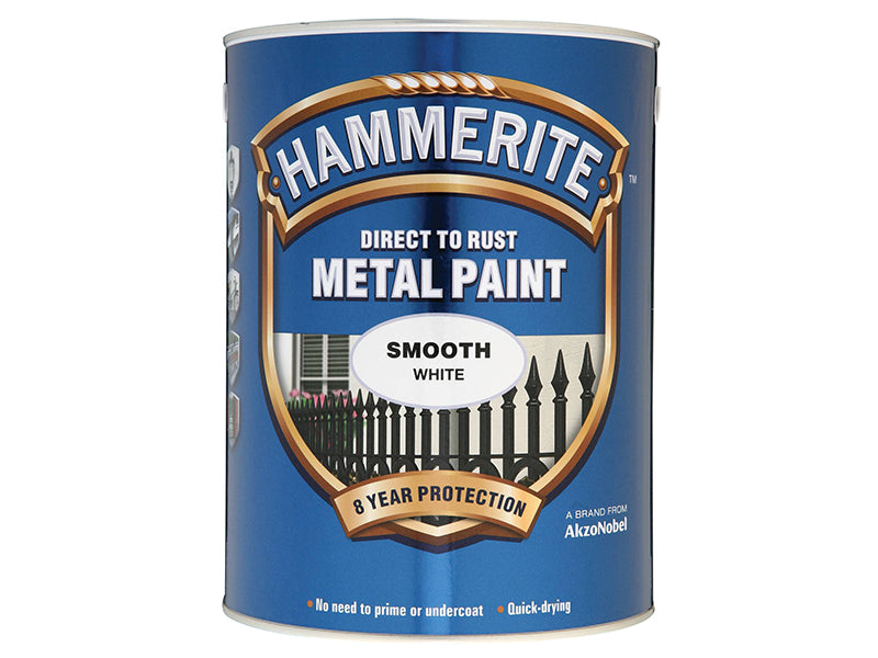Hammerite 5084861 Direct to Rust Smooth Finish Metal Paint White 5 Litre