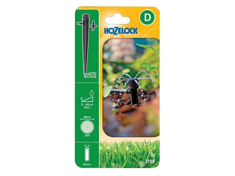 Hozelock 2788 0012 2788 End of Line Adjustable Mini Sprinkler on Stake 4mm (Pack 12)