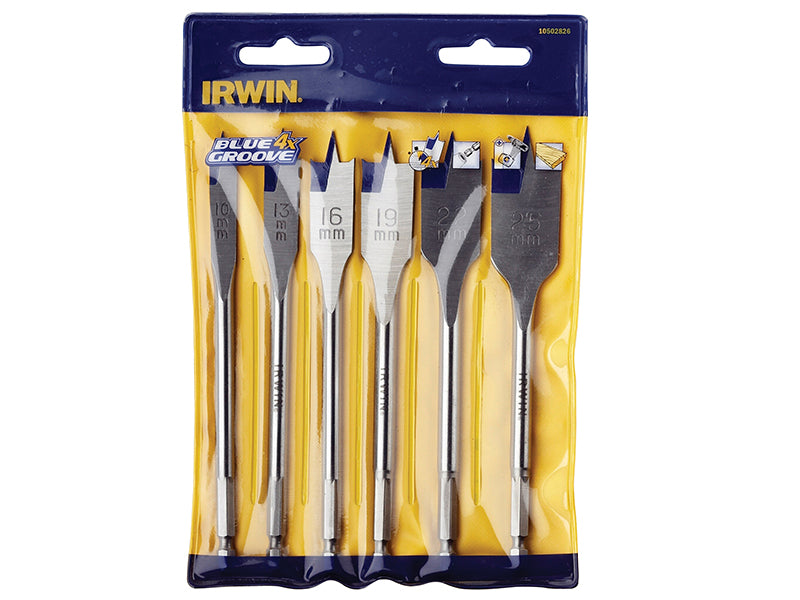 IRWIN� 10502826 Blue Groove 4X Flat Bit Set, 6 Piece