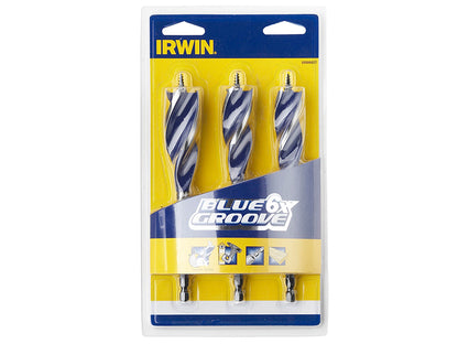 IRWIN 10506627 Blue Groove 6X Wood Drill Bit Set, 3 Piece 20-25mm
