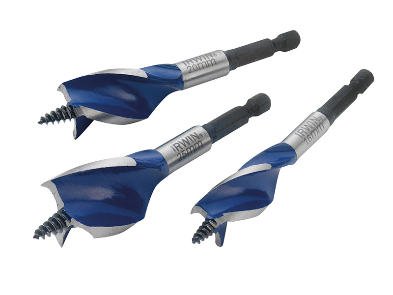 IRWIN� IW4041003 Blue Groove 6X Stubby Wood Bit Set, 3 Piece 16-25mm