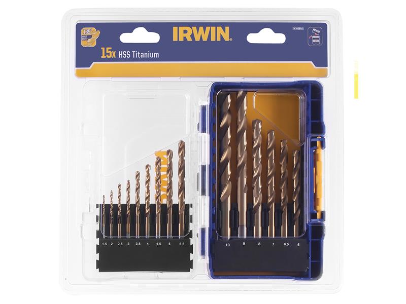 IRWIN� IW3038501 HSS Titanium Metal Drill Bit Set, 15 Piece
