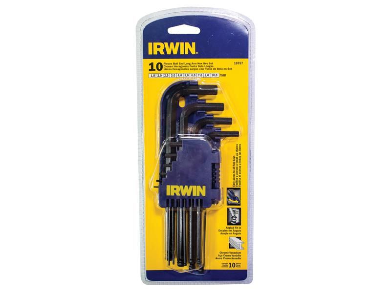 IRWIN� T10757 T10757 Long Arm Ball End Hex Key Set, 10 Piece (1.5-10mm)