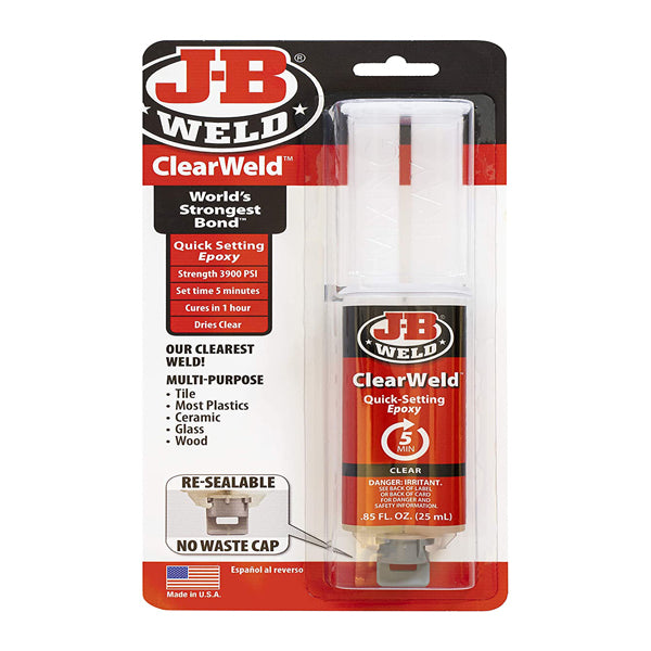 JB Weld ClearWeld 50112UK - Carded 25ml Resealable Syringe