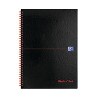 Black n Red HB Wire Sq Notebk A4 Pk5