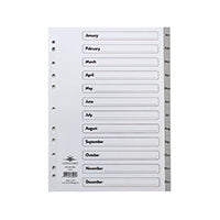 Concord Index Pvc A4 Jan-Dec Grey