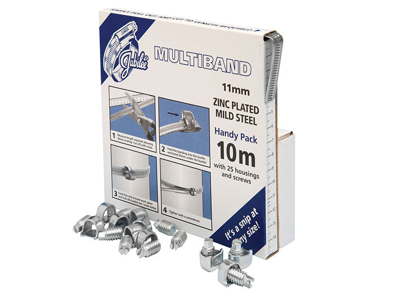 Jubilee® MB1708 Multiband Mild Steel Handy Pack 11mm (10m + 25 Housings/Screws)