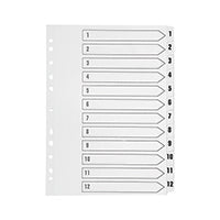Q Connect Index 1-12 Polyprop White