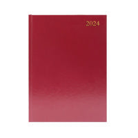 Desk Diary 2 PPD A4 Burgundy 2024