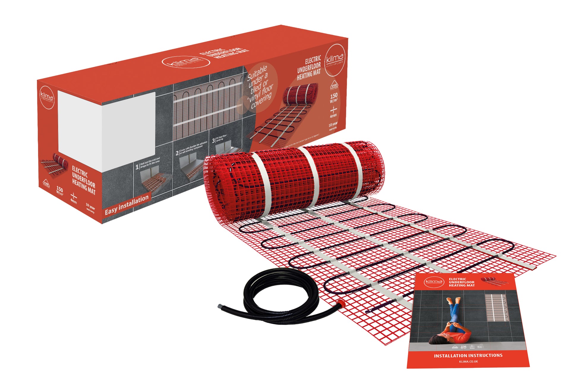 Klima 6.0m2 Electric Under Floor Heating Mat Under Tile - 150w/m² Output