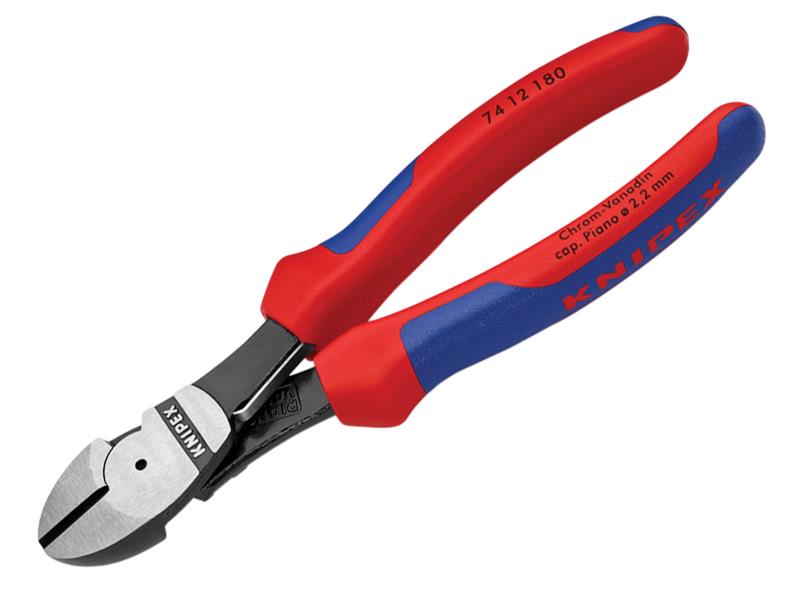 Knipex 74 12 180 SB High Leverage Diagonal Cutters Multi-Component Grip with Spring 180mm (7in)