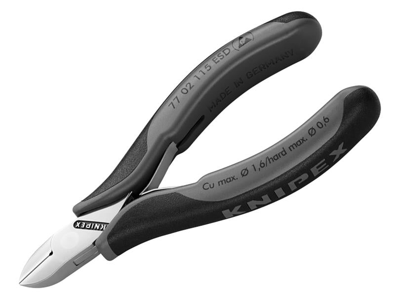 Knipex 77 02 115 ESD ESD Electronics Diagonal Cutters - Round Head Small Bevel 115mm