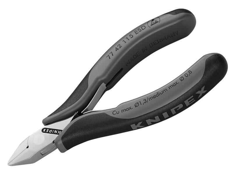 Knipex 77 42 115 ESD ESD Electronics Diagonal Cutters - Pointed Head Flush Cut Non Bevelled 115mm