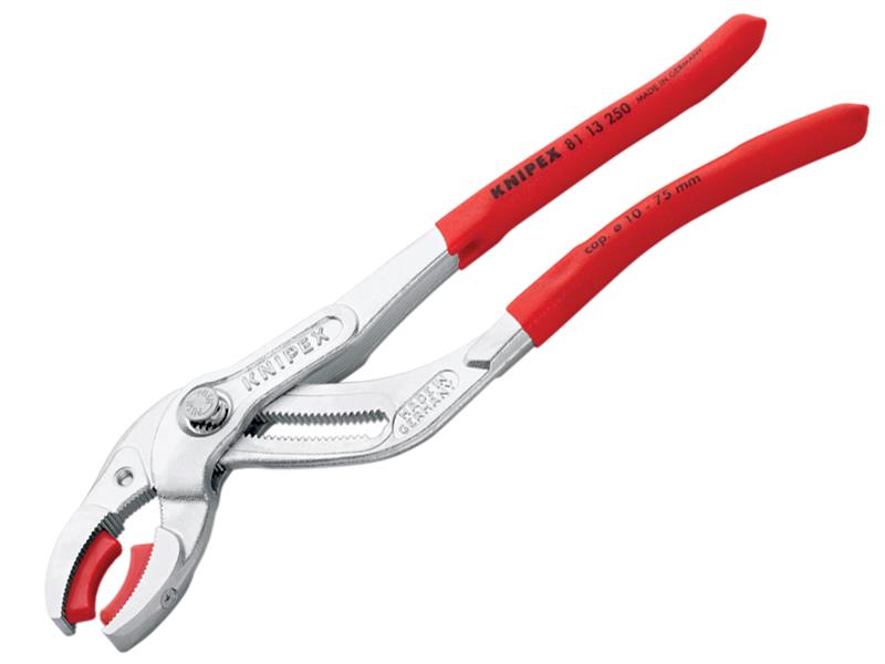 Knipex 81 13 250 SB Plastic Pipe Grip Pliers Plastic Jaws Chrome 250mm - 75mm Capacity