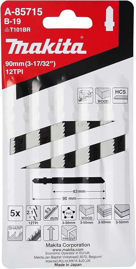 Makita A-85715 Universal Fitting Jigsaw Blades - Clean Cut Wood