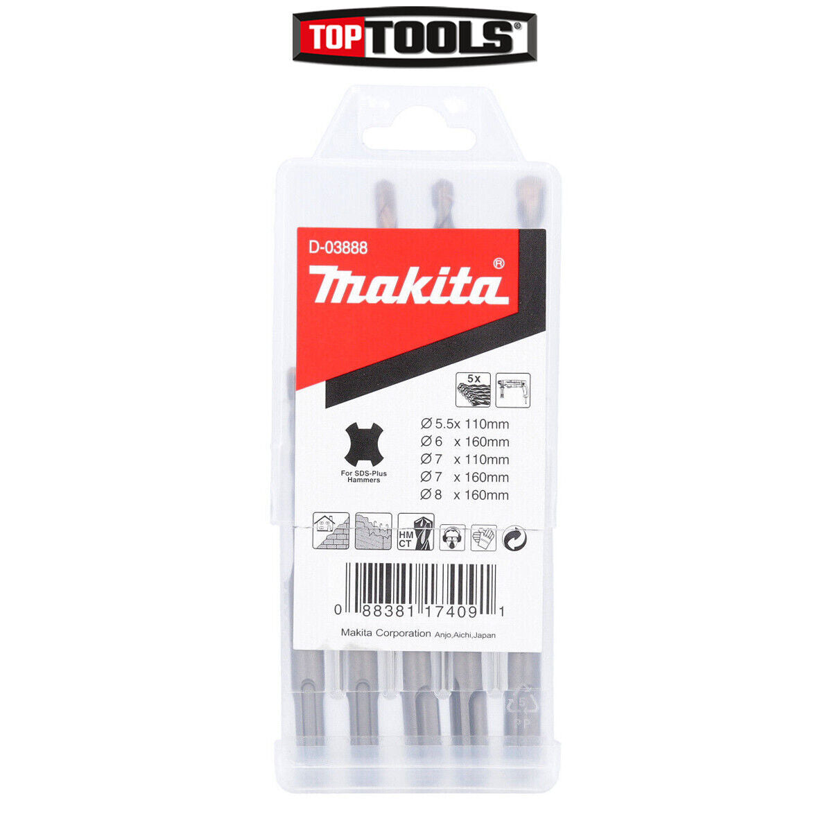 Makita D-03888 5 Piece Standard SDS Plus Drill Bit Set