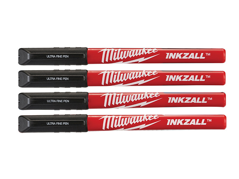 Milwaukee 48223164 INKZALL� Ultra Fine Tip Pen Black (Pack 4)