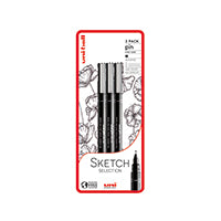 Uni-Ball PIN Sketch x3 Pen Blist Blk