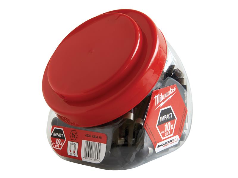 Milwaukee 4932472063 SHOCKWAVE™ Magnetic Bit Holder 60mm (Jar of 100)