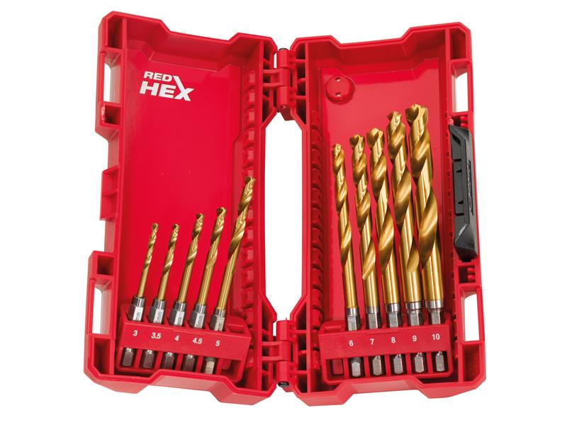 Milwaukee 48894759 SHOCKWAVE™ HSS-Ground Titanium Metal Drill Bit Set, 10 Piece