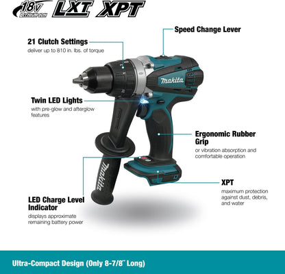 Makita DDF458Z 18V Li-Ion Drill Driver - Batteries and Charger Not Included Small,Blue