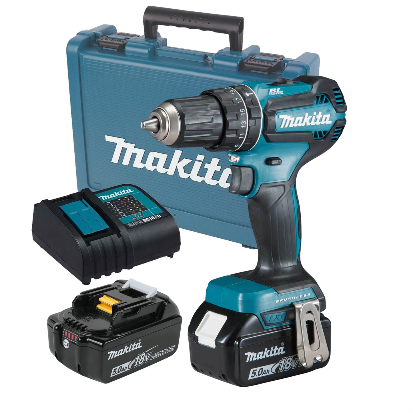 Makita DHP485F001 18V LXT Brushless Combi Hammer Drill Kit 2 x 3ah Batteries