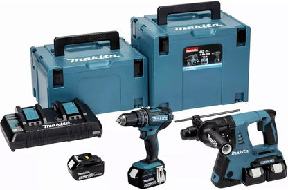 Makita DLX2137PTJ 18V LXT Kit DHP482Z DHR263ZJ 4 x Batteries Charger 2 Cases