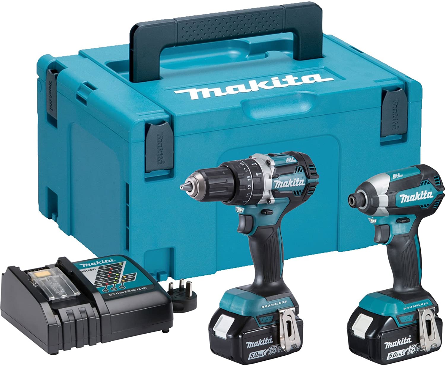 Makita DLX2180TJ 18 V Li-ion LXT Brushless 2 Piece Combo Kit DHP484Z DTD153Z