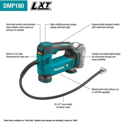 Makita DMP180Z 18V LXT Tyre Inflator OLIVE GREEN Body Only