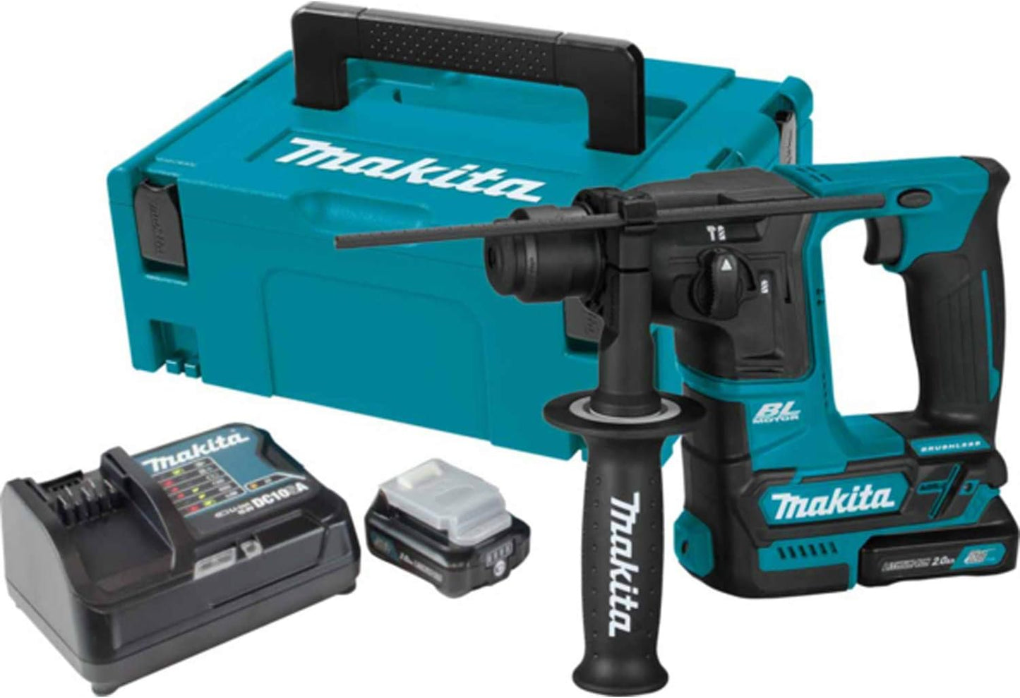 Makita 12V Max Li-Ion CXT Brushless Rotary Hammer 2 x 4.0 Ah Batts Charger Case