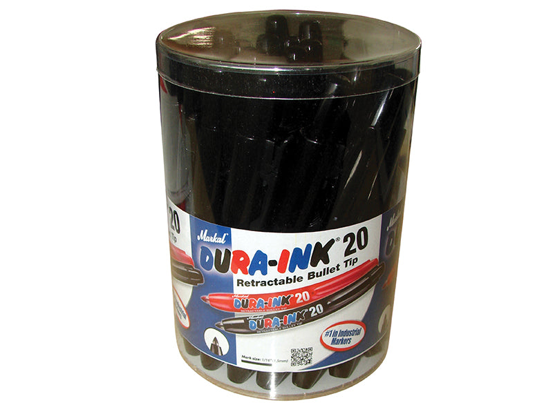 Markal MRK-96577 DURA-INK® 20 Retractable Marker - Black (Tub 24)