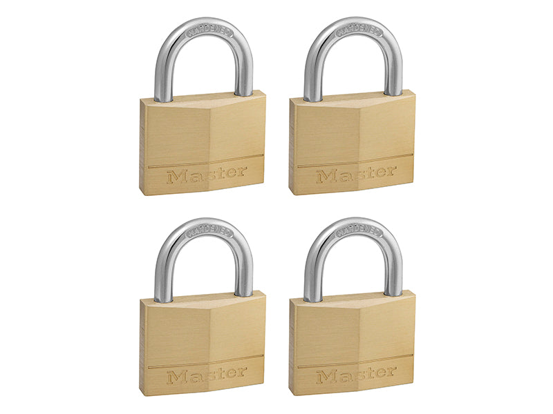 MasterLock 150EURQNOP Solid Brass 50mm Padlock 5-Pin - Keyed Alike x 4