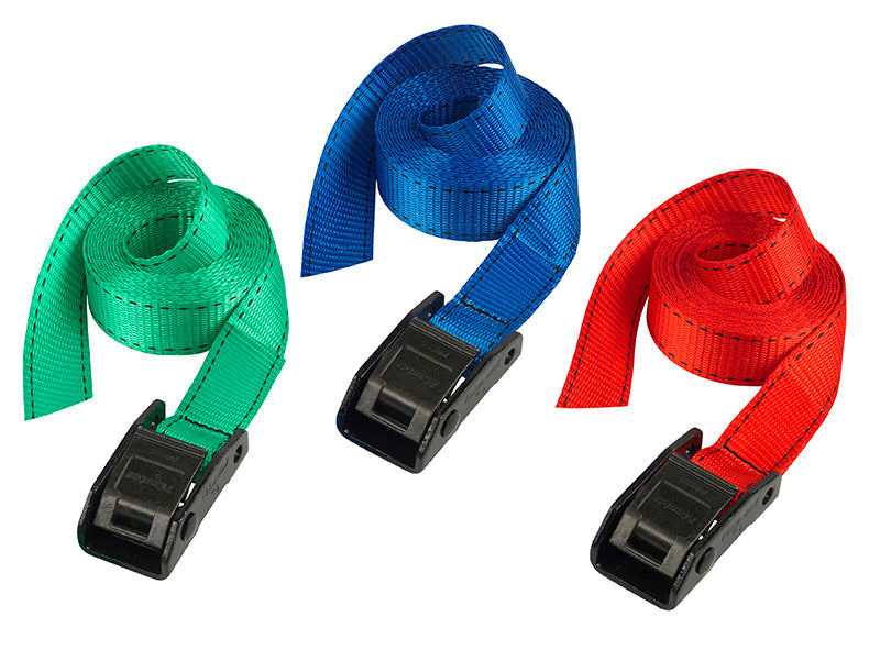 MasterLock 3110EURDATCOL Lashing Strap with Metal Buckle, Coloured 2.5m 150kg (Pack 2)
