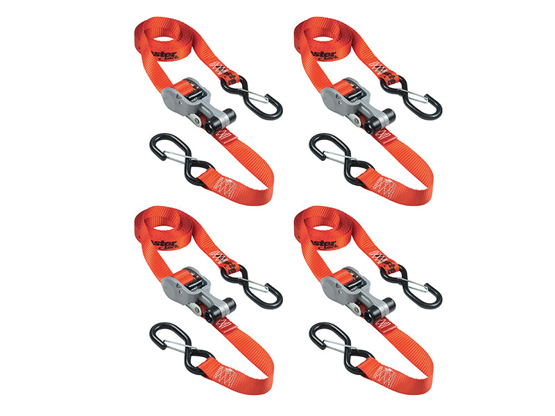 MasterLock 3236EURDAT Ratchet Tie-Down S-Hooks 4.25m Red 4 Piece