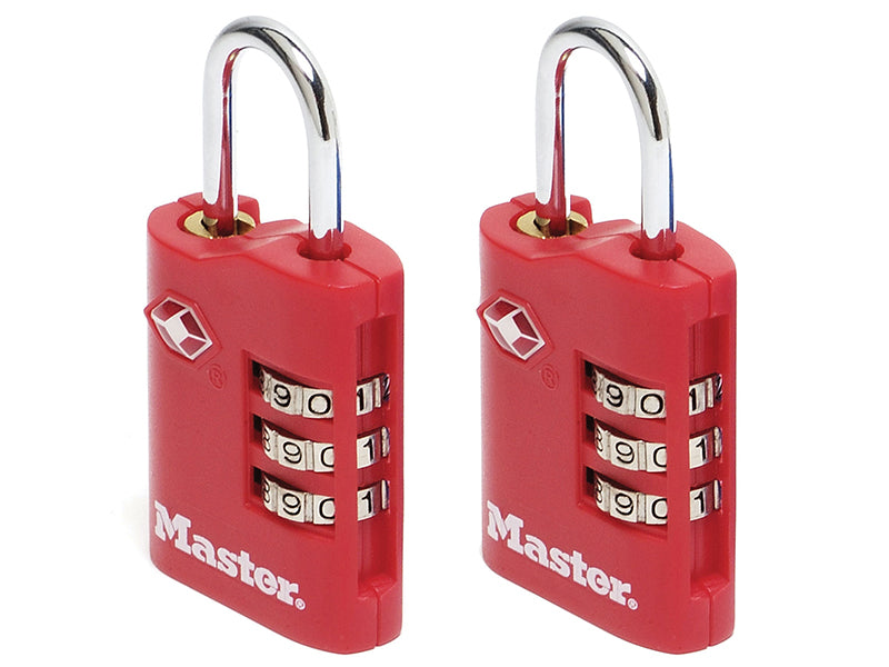 MasterLock 4686EURT TSA 3-Digit Combination Zinc 30mm Padlock x 2