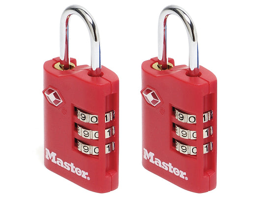 MasterLock 4686EURT TSA 3-Digit Combination Zinc 30mm Padlock x 2