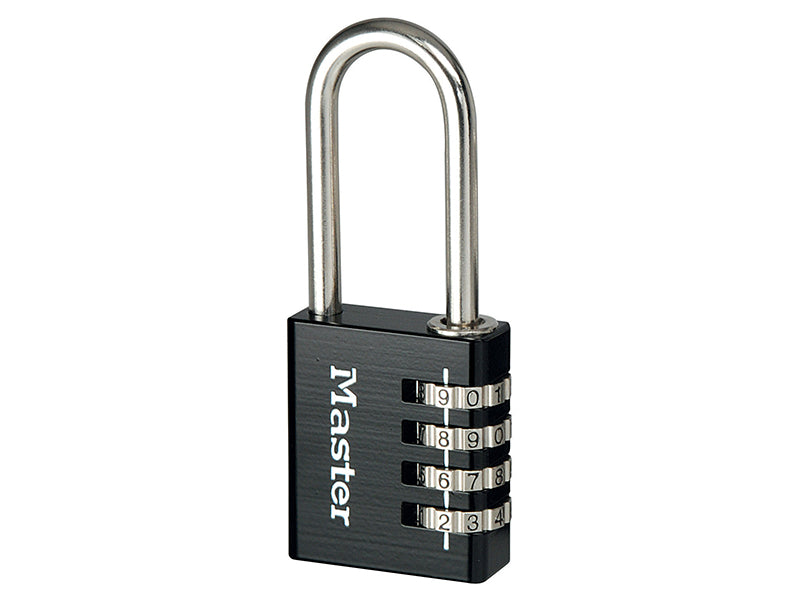 MasterLock 7640EURDBLKLH Black Finish 40mm 4-Digit Combination Padlock - 51mm Shackle