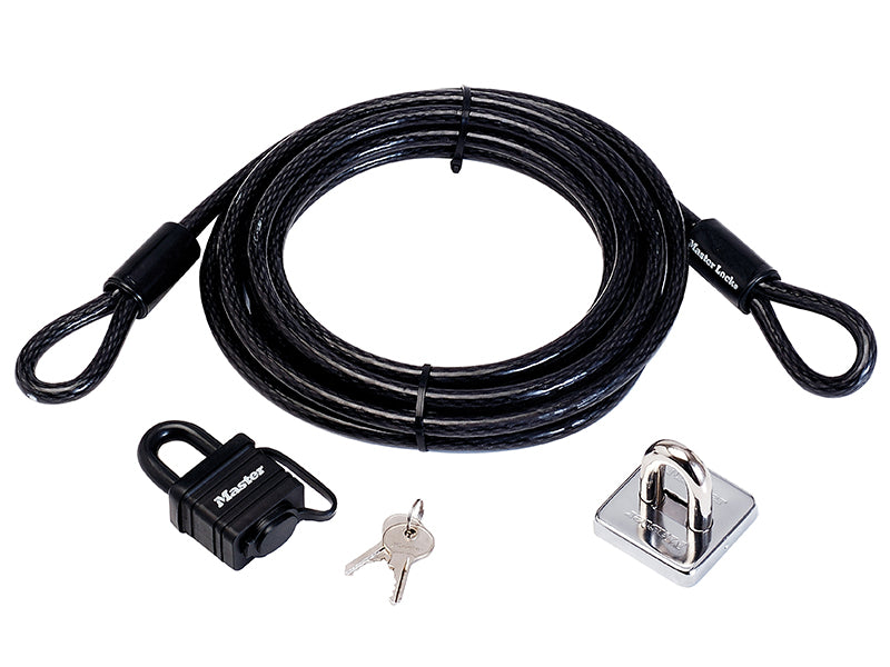MasterLock 8271EURDAT Garden Security Kit with Lock Anchor & Cable 4.5m
