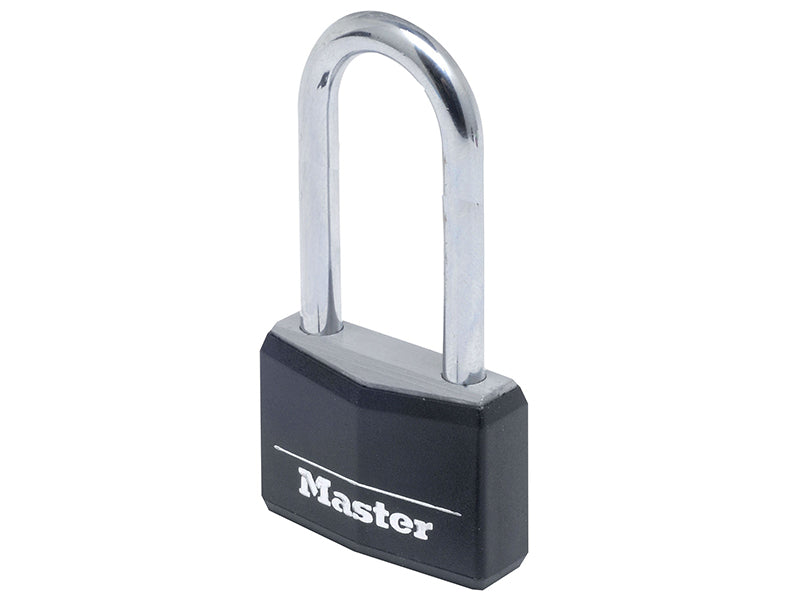MasterLock 9140EURDBLKLH Aluminium Black Vinyl Cover 40mm Padlock 4-Pin - 51mm Shackle