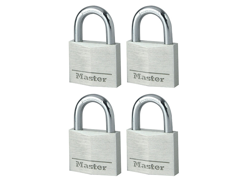 MasterLock 9140EURQNOP Aluminium 40mm Padlock 4-Pin - Keyed Alike x 4