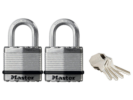 MasterLock M1EURT Excell� Laminated Steel 45mm Padlock - 24mm Shackle - Keyed Alike x 2