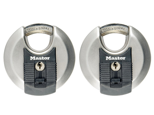 MasterLock M40EURT Excell� Stainless Steel Discus 70mm Padlock Keyed Alike x 2