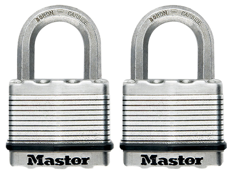 MasterLock M5EURT Excell� Laminated Steel 50mm Padlock - 25mm Shackle - Keyed Alike x 2