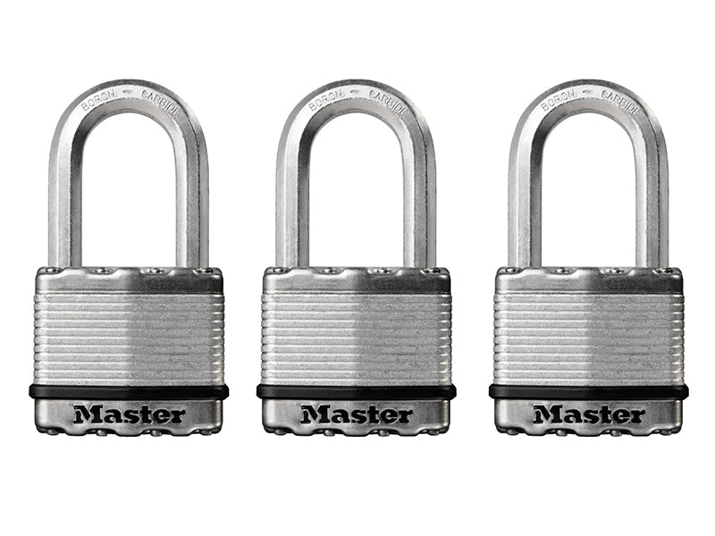 MasterLock M5EURTRILF Excell™ Laminated Steel 50mm Padlock - 38mm Shackle - Keyed Alike x 3
