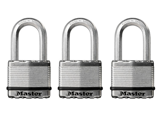 MasterLock M5EURTRILF Excell™ Laminated Steel 50mm Padlock - 38mm Shackle - Keyed Alike x 3