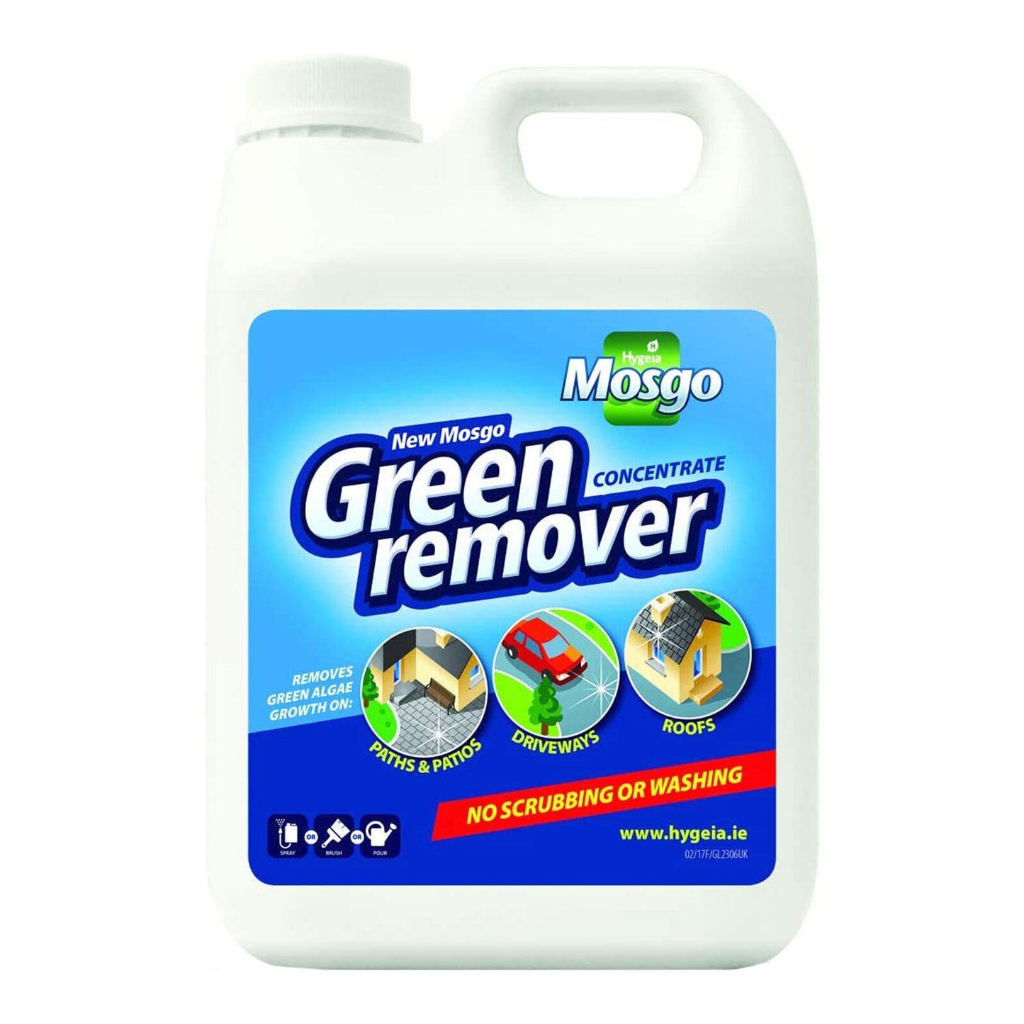 Mosgo Green Remover Red Algae Growth Moss Paths Patios Roofs Driveways 5 Litre