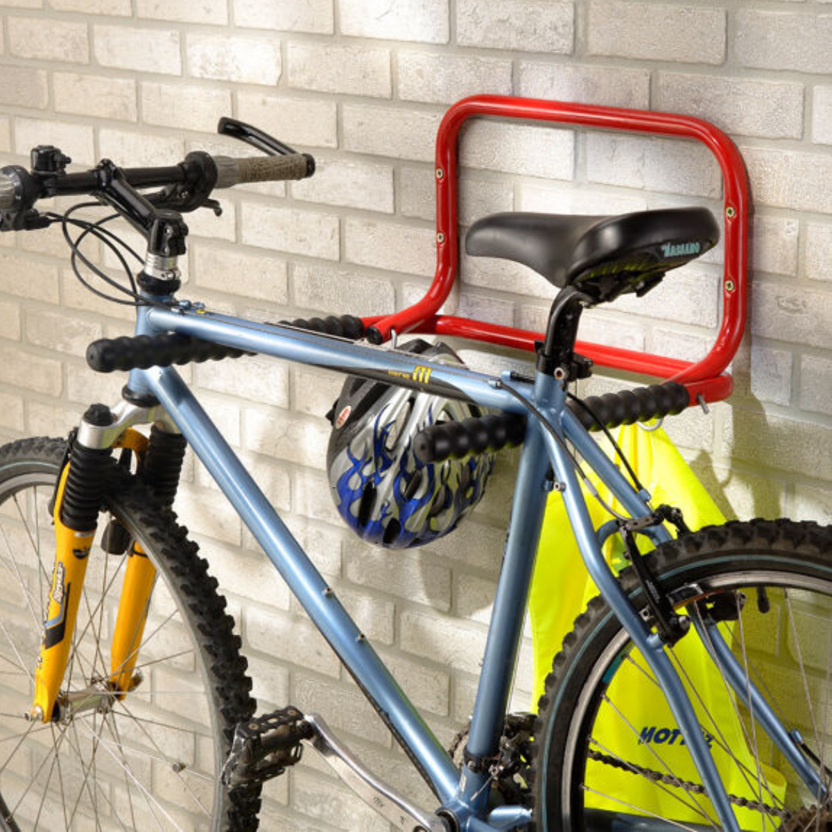 Mottez Folding 2 Bike Wall Mount Rack Bicycle Storage Holder Hook