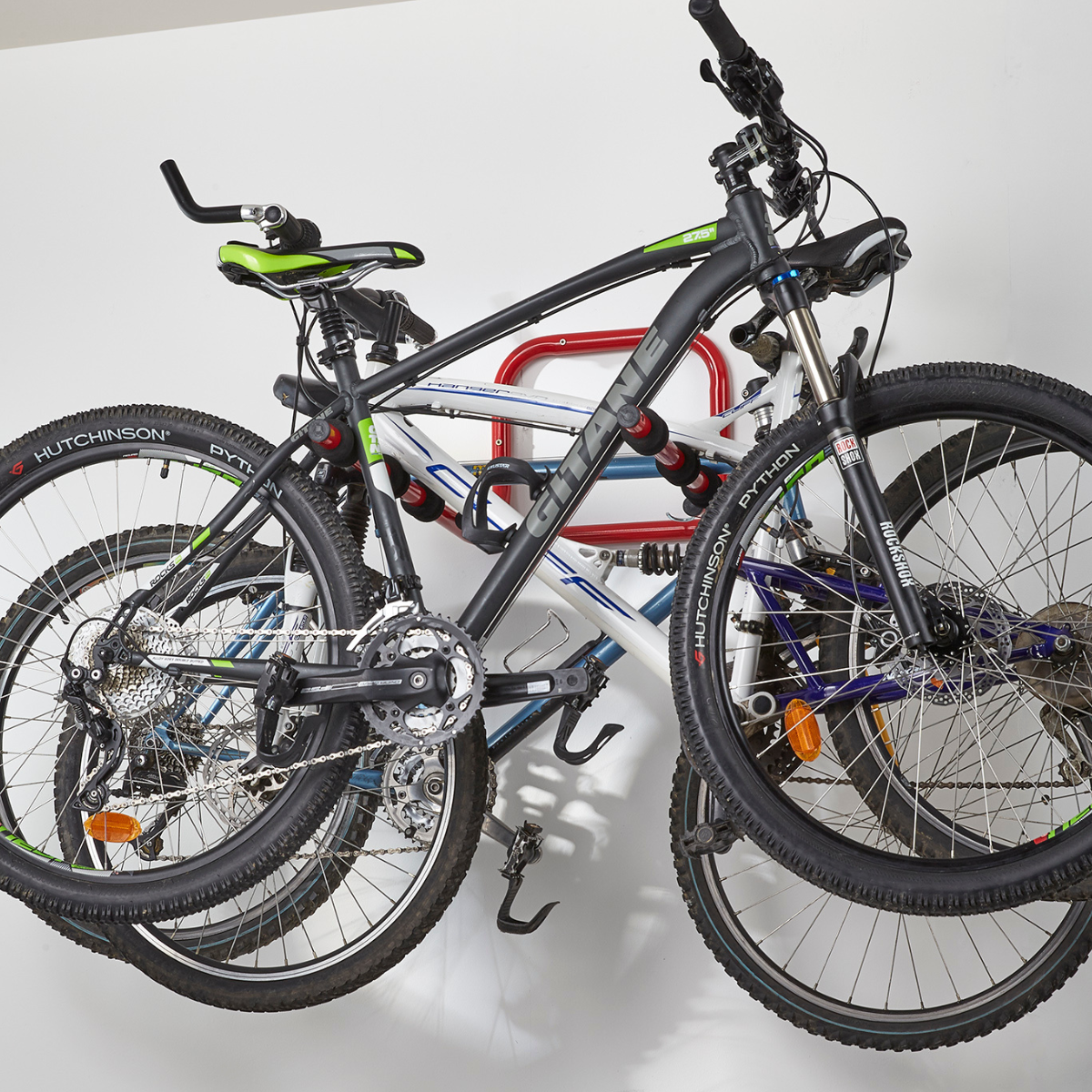 Mottez Folding 3 Bike Wall Mount Rack Bicycle Storage Holder Hook