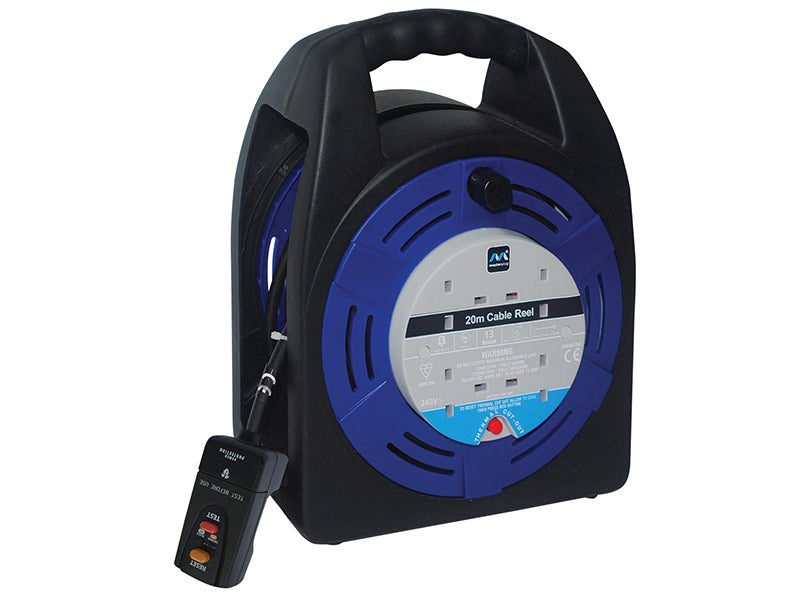 Masterplug HBT2013/4BLRCD-MP Case Reel 240V 13A 4-Socket RCD & Thermal Cut-Out 20m